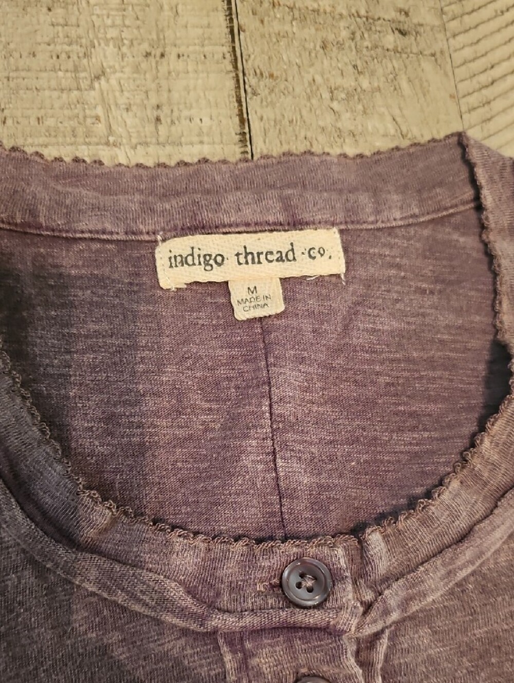 Indigo Thread Co. Lavender Crochet Sleeve Henley - Picture 2 of 4